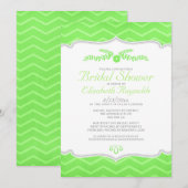 Lime Green Zigzag Bridal Shower Invitations Kaart (Voorkant / Achterkant)