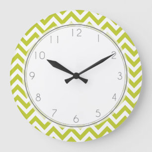 Lime Green Zigzag Stripes Pattern Grote Klok