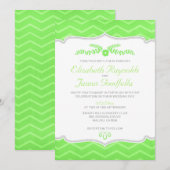 Lime Green Zigzag Wedding Invitting Kaart (Voorkant / Achterkant)