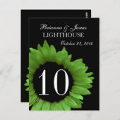 Lime Green Zonnebloem Trouwtafel Nummer Briefkaart (Voorkant / Achterkant)