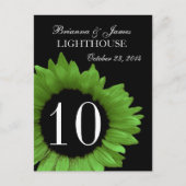 Lime Green Zonnebloem Trouwtafel Nummer Briefkaart (Voorkant)