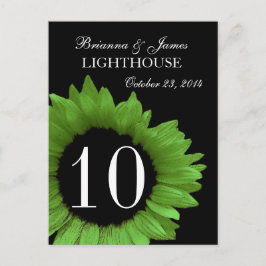 Lime Green Zonnebloem Trouwtafel Nummer Briefkaart
