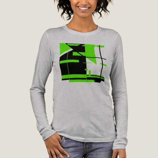 Lime Green Zwart Abstract Grote Vormen Ontwerp Tri-Blend Shirt (Voorkant)