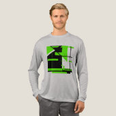 Lime Green Zwart Abstract Grote Vormen Ontwerp Tri-Blend Shirt (Voorkant)