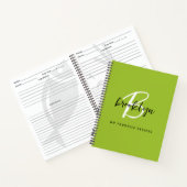 Lime Green Zwart en Wit Monogram Receptenboek Notitieboek (Binnen)