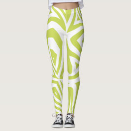 Lime Groen Abstract Zebra Print Vrouwen Leggings