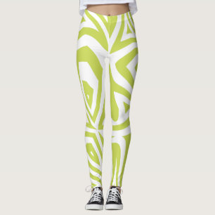 Lime Groen Abstract Zebra Print Vrouwen Leggings