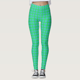 Lime Groen Aqua met Klein Patroon > Leggings