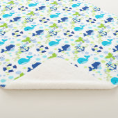 Lime Groen Blauw Nautisch Kinder Patroon Sherpa Deken (3/4)