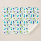 Lime Groen Blauw Nautisch Kinder Patroon Sherpa Deken (Voorkant (horizontaal))