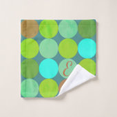 Lime Groen Blauwgroen Turquoise & Roest Circles Mo Bad Handdoek (Wasdoekje)
