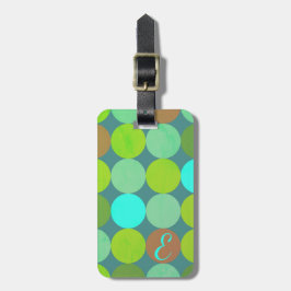Lime Groen Blauwgroen Turquoise & Roest Circles Mo Bagagelabel