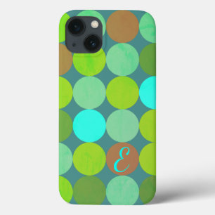 Lime Groen Blauwgroen Turquoise & Roest Circles Mo iPhone 13 Hoesje
