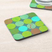 Lime Groen Blauwgroen Turquoise & Roest Circles Mo Drankjes Onderzetter (Linkerzijde)