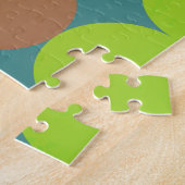 Lime Groen Blauwgroen Turquoise & Roest Circles Mo Legpuzzel (Zijkant)