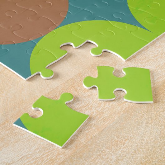 Lime Groen Blauwgroen Turquoise & Roest Circles Mo Legpuzzel (Zijkant)