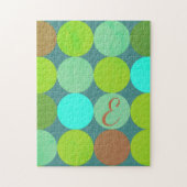 Lime Groen Blauwgroen Turquoise & Roest Circles Mo Legpuzzel (Verticaal)
