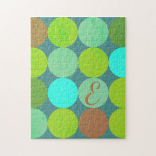 Lime Groen Blauwgroen Turquoise & Roest Circles Mo Legpuzzel