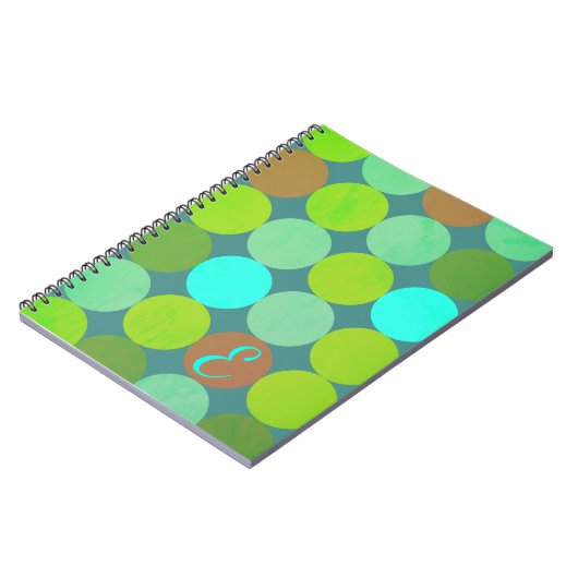 Lime Groen Blauwgroen Turquoise & Roest Circles Mo Notitieboek (Linkerzijde)