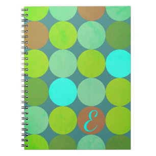Lime Groen Blauwgroen Turquoise & Roest Circles Mo Notitieboek