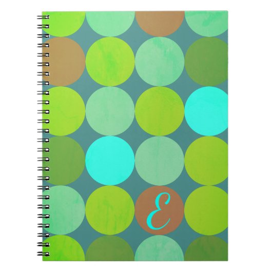 Lime Groen Blauwgroen Turquoise & Roest Circles Mo Notitieboek (Voorkant)