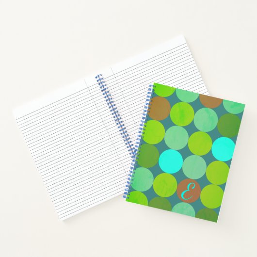 Lime Groen Blauwgroen Turquoise & Roest Circles Mo Notitieboek (Binnen)