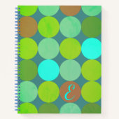 Lime Groen Blauwgroen Turquoise & Roest Circles Mo Notitieboek (Voorkant)