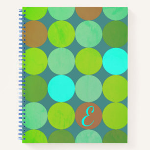 Lime Groen Blauwgroen Turquoise & Roest Circles Mo Notitieboek