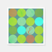 Lime Groen Blauwgroen Turquoise & Roest Circles Mo Servetten (Voorkant)