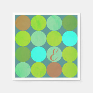 Lime Groen Blauwgroen Turquoise & Roest Circles Mo Servetten