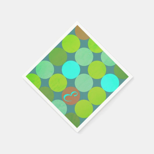 Lime Groen Blauwgroen Turquoise & Roest Circles Mo Servetten (Hoek)