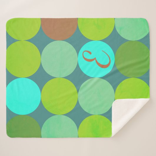Lime Groen Blauwgroen Turquoise & Roest Circles Mo Sherpa Deken (Voorkant (horizontaal))