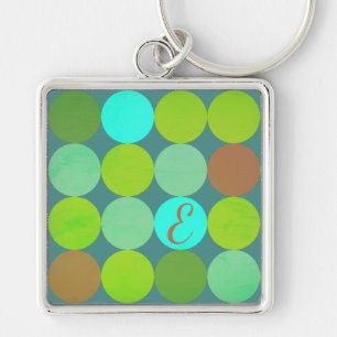 Lime Groen Blauwgroen Turquoise & Roest Circles Mo Sleutelhanger
