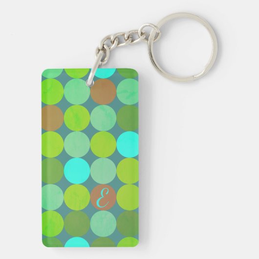Lime Groen Blauwgroen Turquoise & Roest Circles Mo Sleutelhanger (achterkant)
