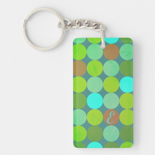 Lime Groen Blauwgroen Turquoise & Roest Circles Mo Sleutelhanger (Voorkant)