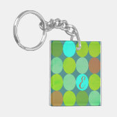 Lime Groen Blauwgroen Turquoise & Roest Circles Mo Sleutelhanger (Voorkant Links)