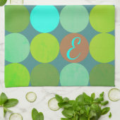 Lime Groen Blauwgroen Turquoise & Roest Circles Mo Theedoek (Gevouwen)
