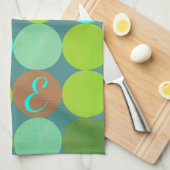 Lime Groen Blauwgroen Turquoise & Roest Circles Mo Theedoek (Quarter Fold)