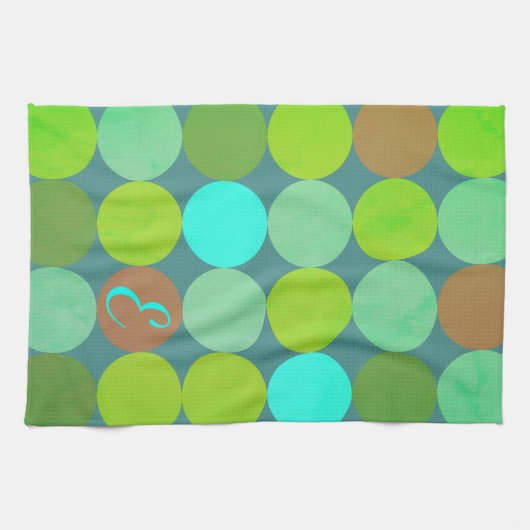 Lime Groen Blauwgroen Turquoise & Roest Circles Mo Theedoek (Horizontaal)