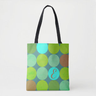 Lime Groen Blauwgroen Turquoise & Roest Circles Mo Tote Bag
