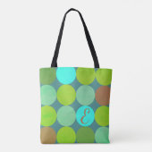 Lime Groen Blauwgroen Turquoise & Roest Circles Mo Tote Bag (Achterkant)