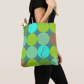 Lime Groen Blauwgroen Turquoise & Roest Circles Mo Tote Bag (Dichtbij)