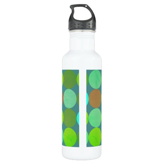 Lime Groen Blauwgroen Turquoise & Roest Circles Mo Waterfles (Achterkant)