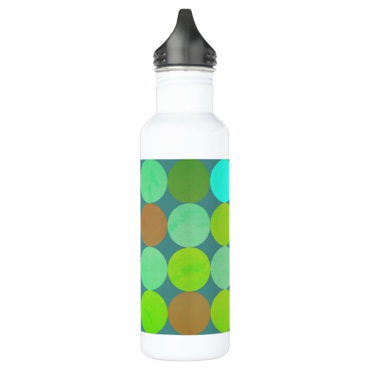Lime Groen Blauwgroen Turquoise & Roest Circles Mo Waterfles (Links)