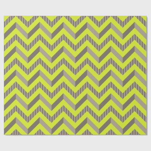 Lime groen & bruin gestreepte Chevron patroon Cadeaupapier (Vlak)