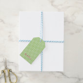 Lime Groen Check Preppy Roze NAAM Feestelijk plezi Cadeaulabel (Met Touw)