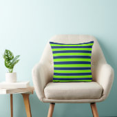 Lime Groen Donkerblauw Naam Strepen Kussen (Stoel)