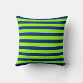 Lime Groen Donkerblauw Naam Strepen Kussen (Achterkant)