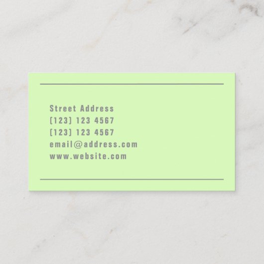 Lime groen en grijs cover duo Toon Visitekaartje (Achterkant)