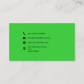 Lime groen en zwart minimalistische aangepaste naa visitekaartje (Achterkant)